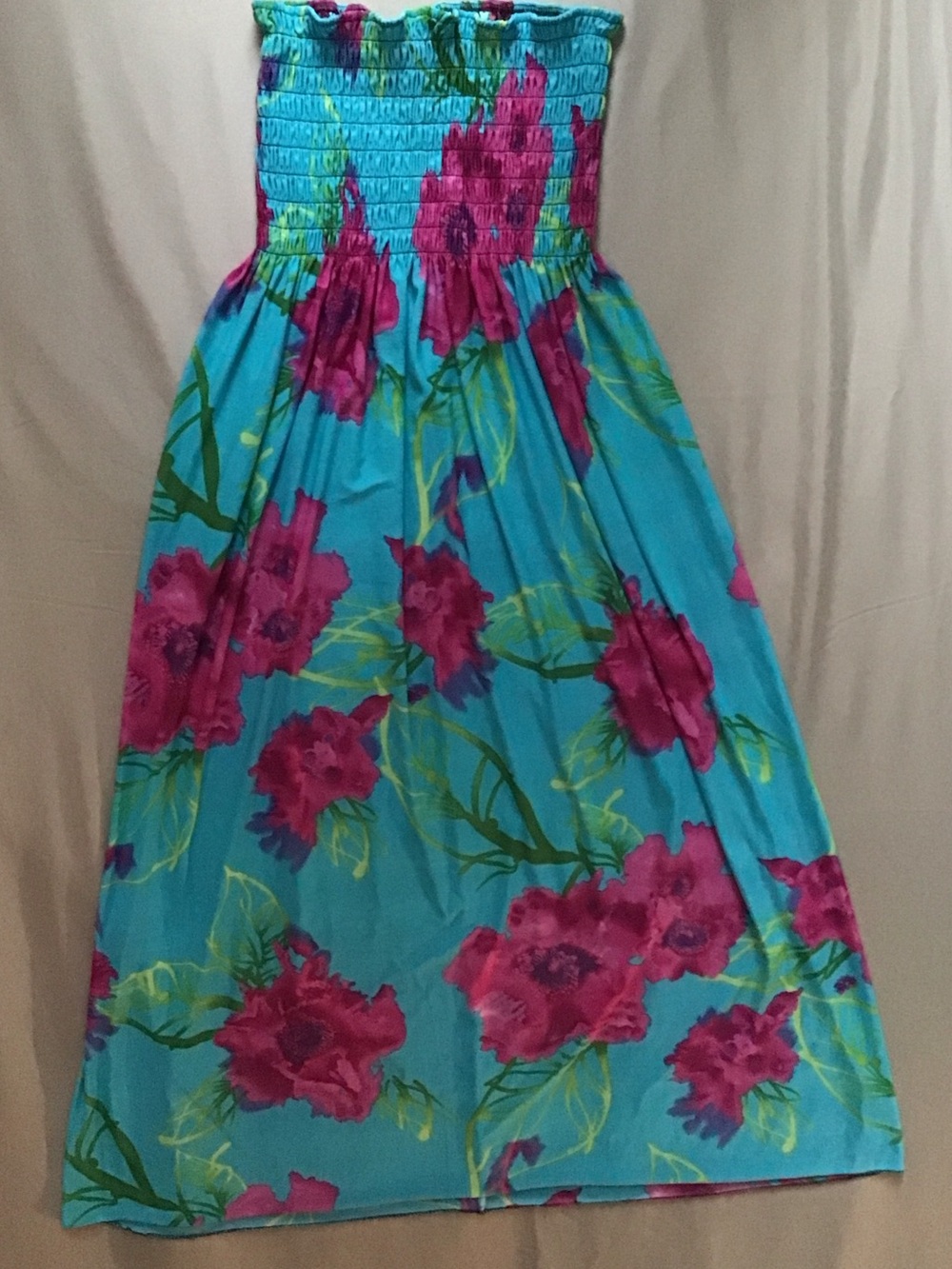 Blue Floral Smocked Maxi Skirt